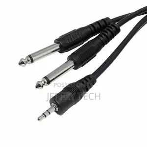 Twin Male 1⁄4 Inch Mono Jack to Stereo 1/8 3.5mm Audio