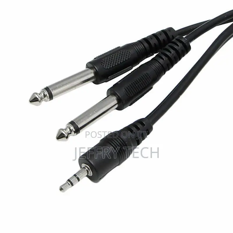 Twin Male 1⁄4 Inch Mono Jack to Stereo 1/8 3.5mm Audio