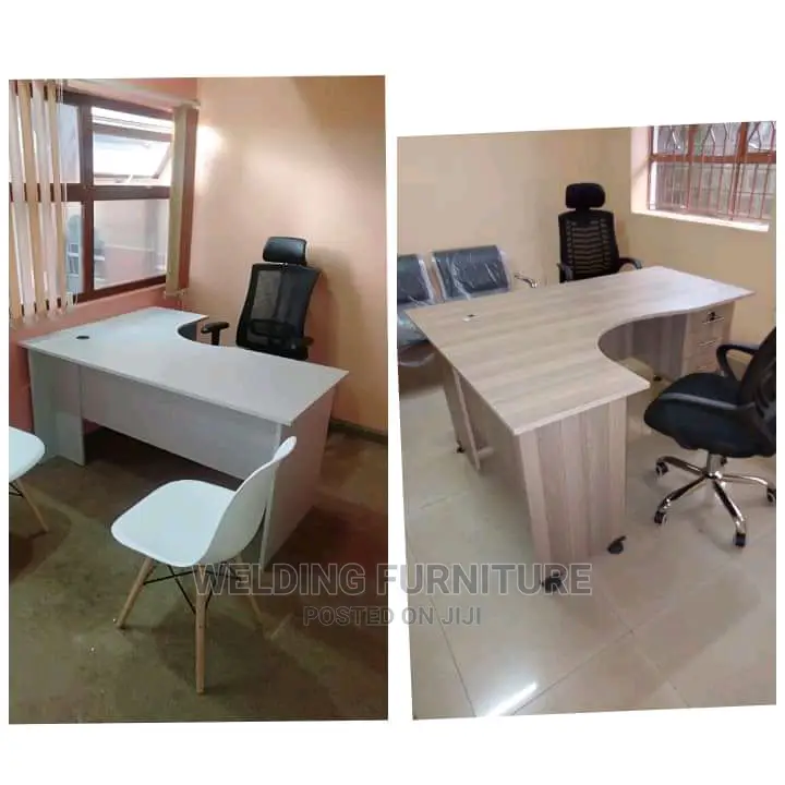 L Shape Desk and Office Chairs