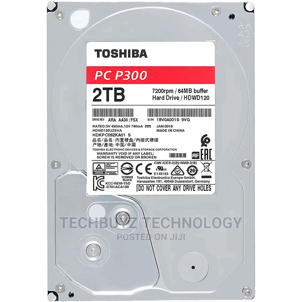 Toshiba Desktop HDD P300 3.5" - 2TB - 7200RPM - 64MB