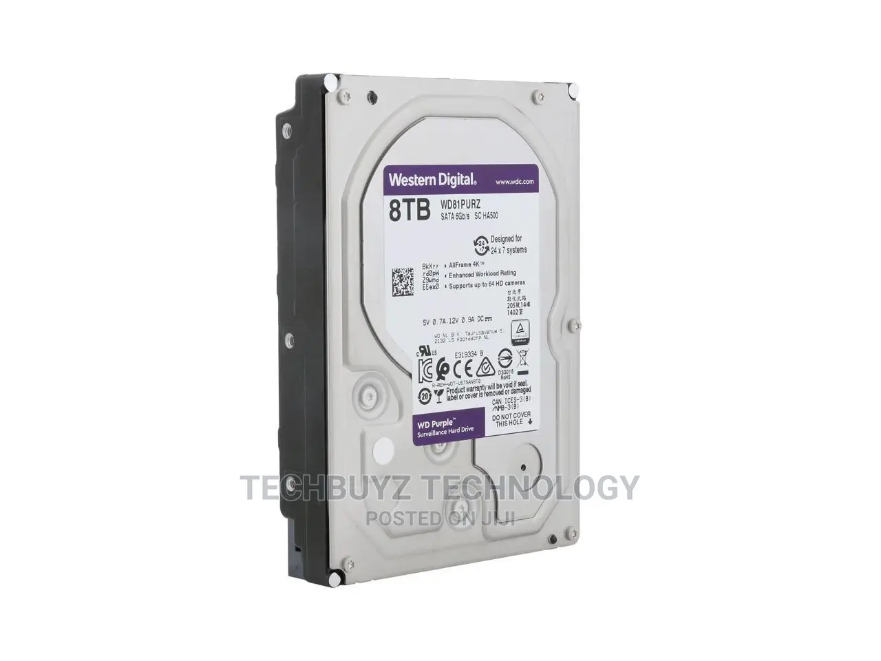 WD Purple Surveillance Hard Drive - 8 TB, 128 MB, 5640 Rpm