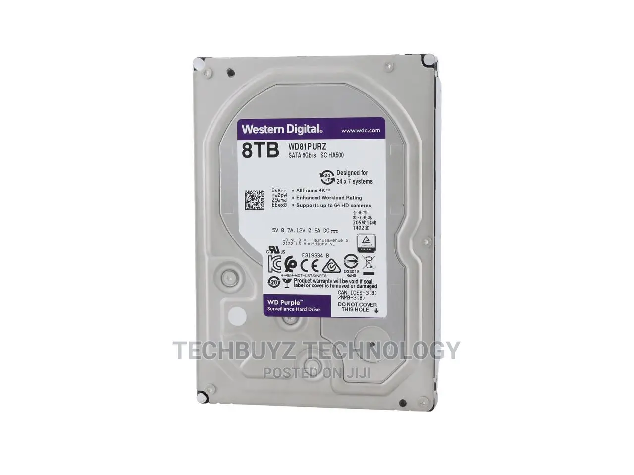 WD Purple Surveillance Hard Drive - 8 TB, 128 MB, 5640 Rpm