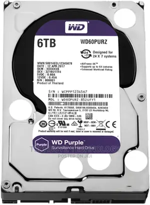 WD Purple Surveillance Hard Drive - 6 TB, 128 MB, 5640 RPM