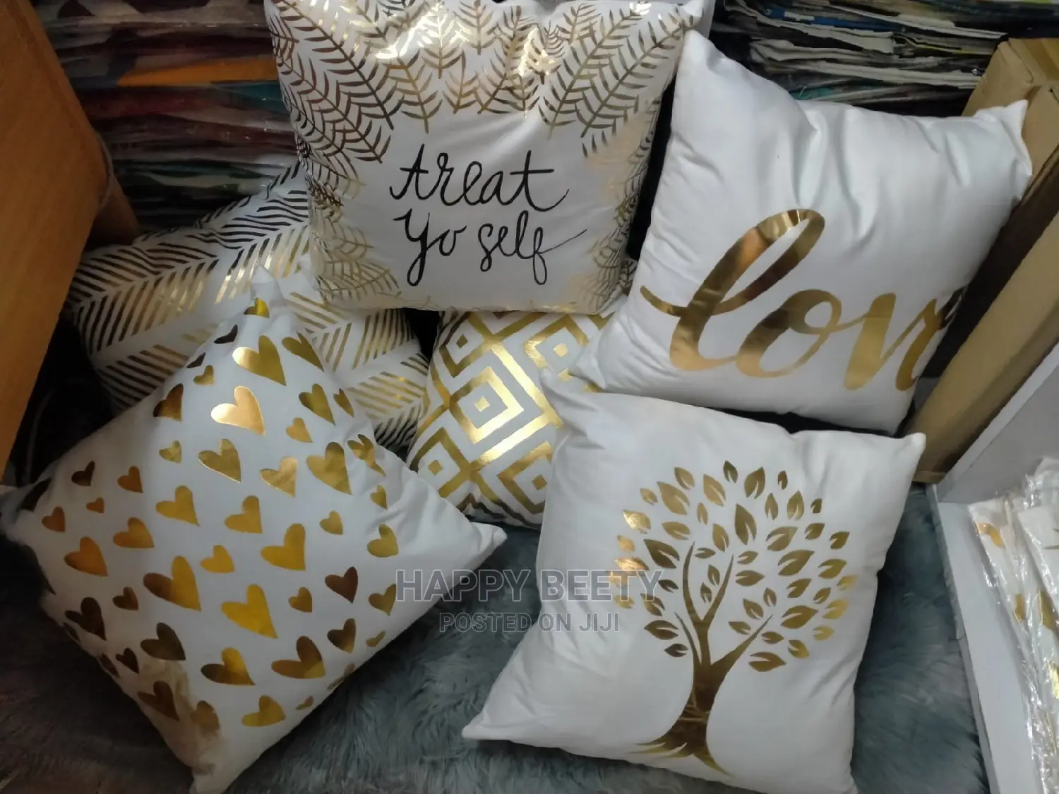 #Gold and White Throw Pillows