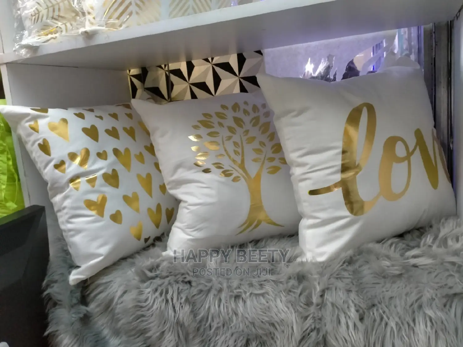 #Gold and White Throw Pillows