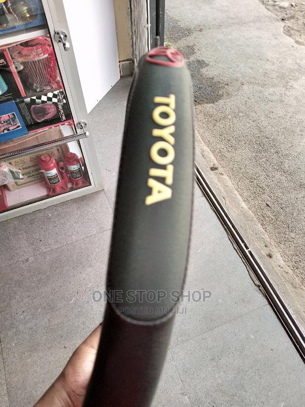 Black Leather Toyota Steering Wheel Cover - main view