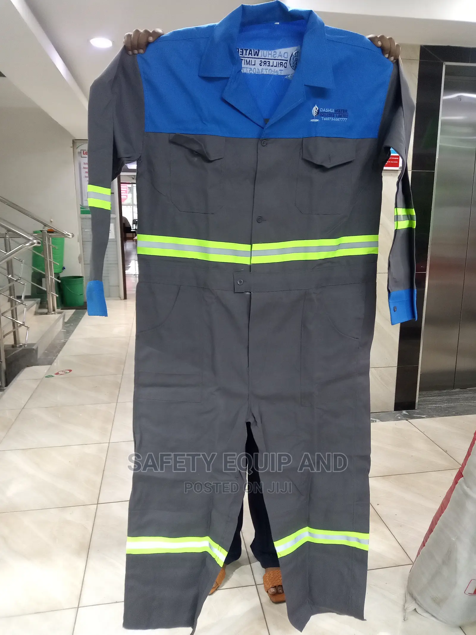 Long Coveralls-With Reflective Strip-Grey Color