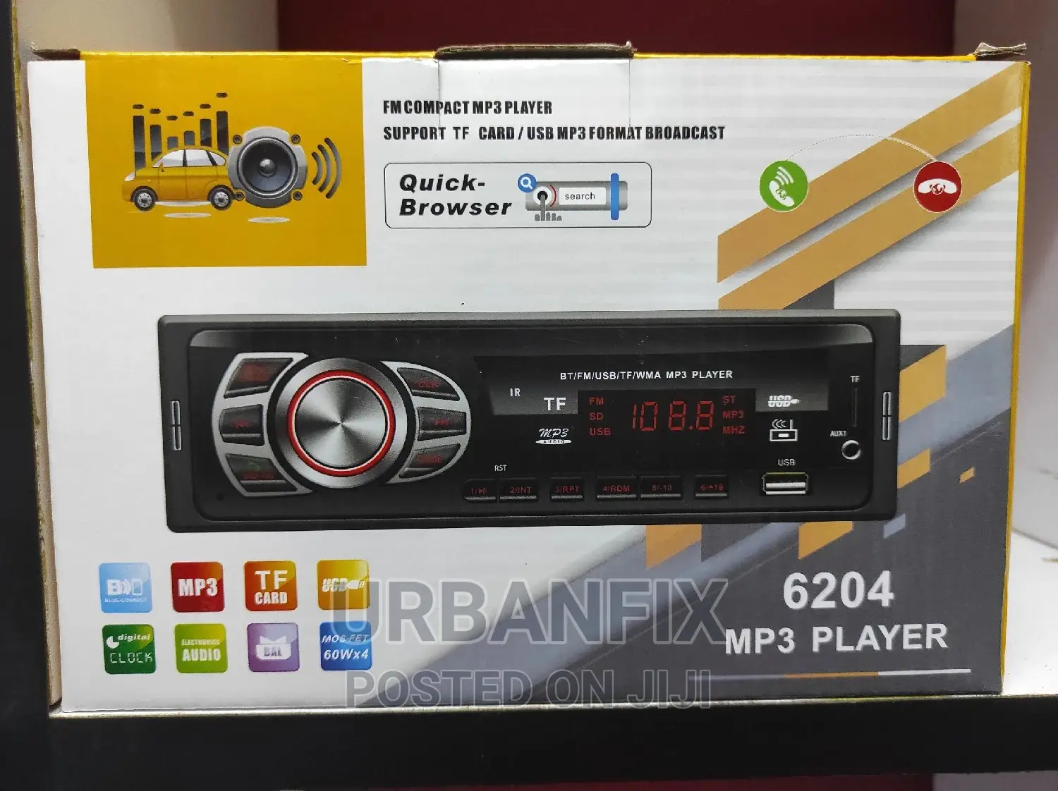 Bluetooth Car Radio With Fm, Usb ,Aux, Mem Card Slot
