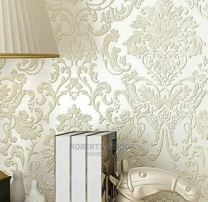 White Damask Wallpaper