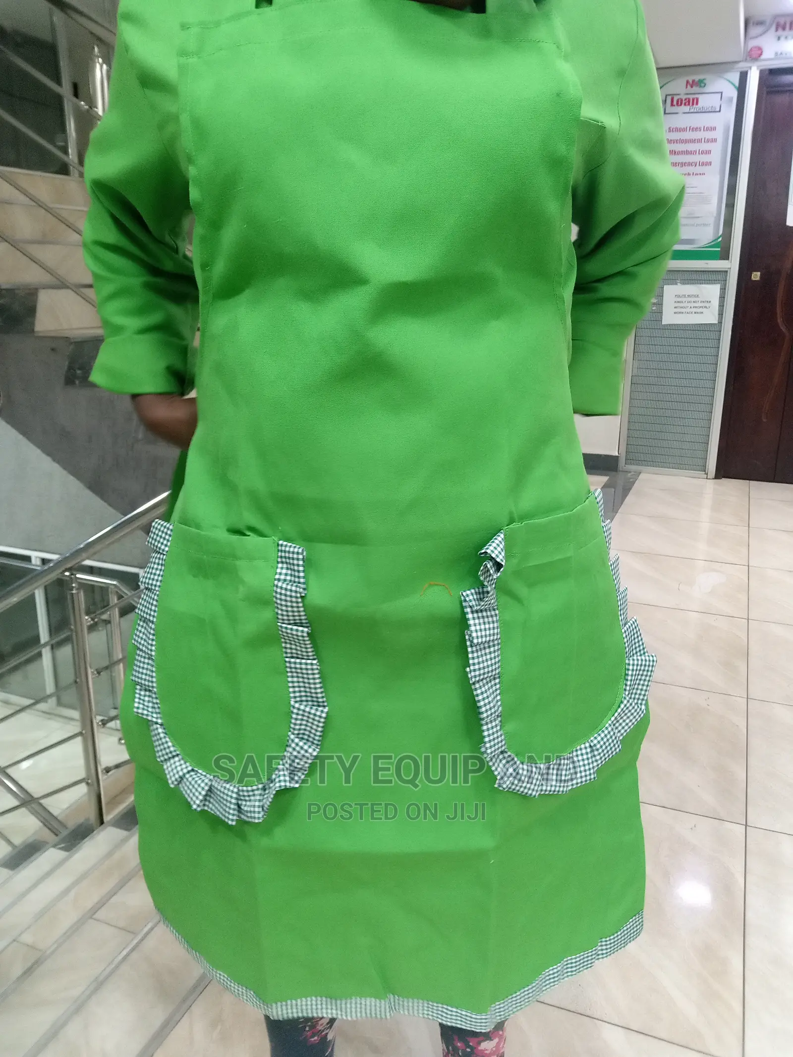 Green Aprons-Has Checked White Binding