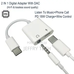 Premium Digital 2 in 1 Usb Type C to 3.5mm Adapter With DAC