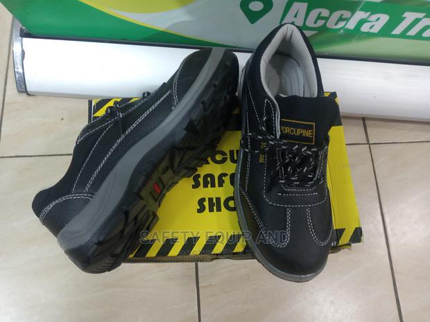 Black Leather Porcupine Safety Footwear