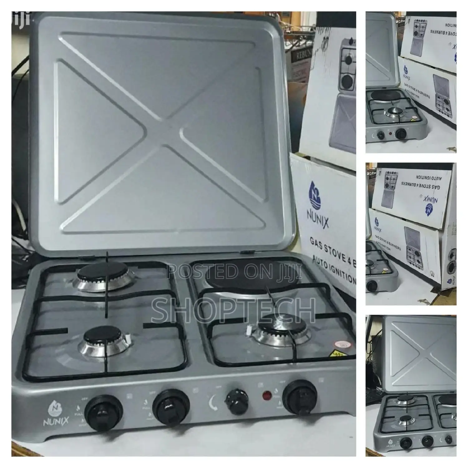 3 Burners Gas Stove + 1 Electric Plate Nunnix