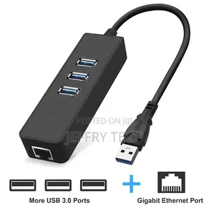3-Port 3 Ports USB 3.0 Hub With Gigabit Ethernet Lan RJ45 Ne