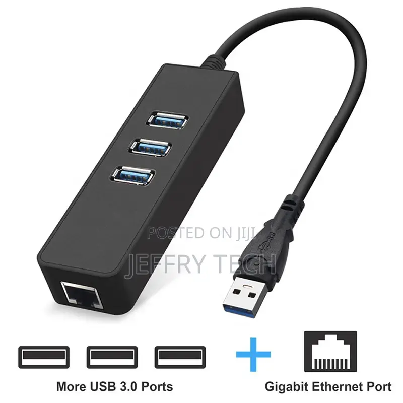 3-Port 3 Ports USB 3.0 Hub With Gigabit Ethernet Lan RJ45 Ne