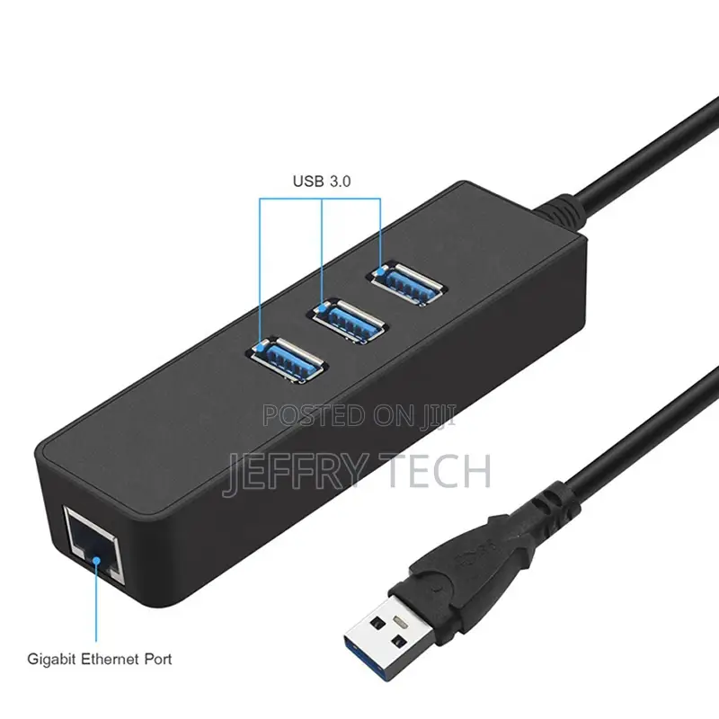 3-Port 3 Ports USB 3.0 Hub With Gigabit Ethernet Lan RJ45 Ne