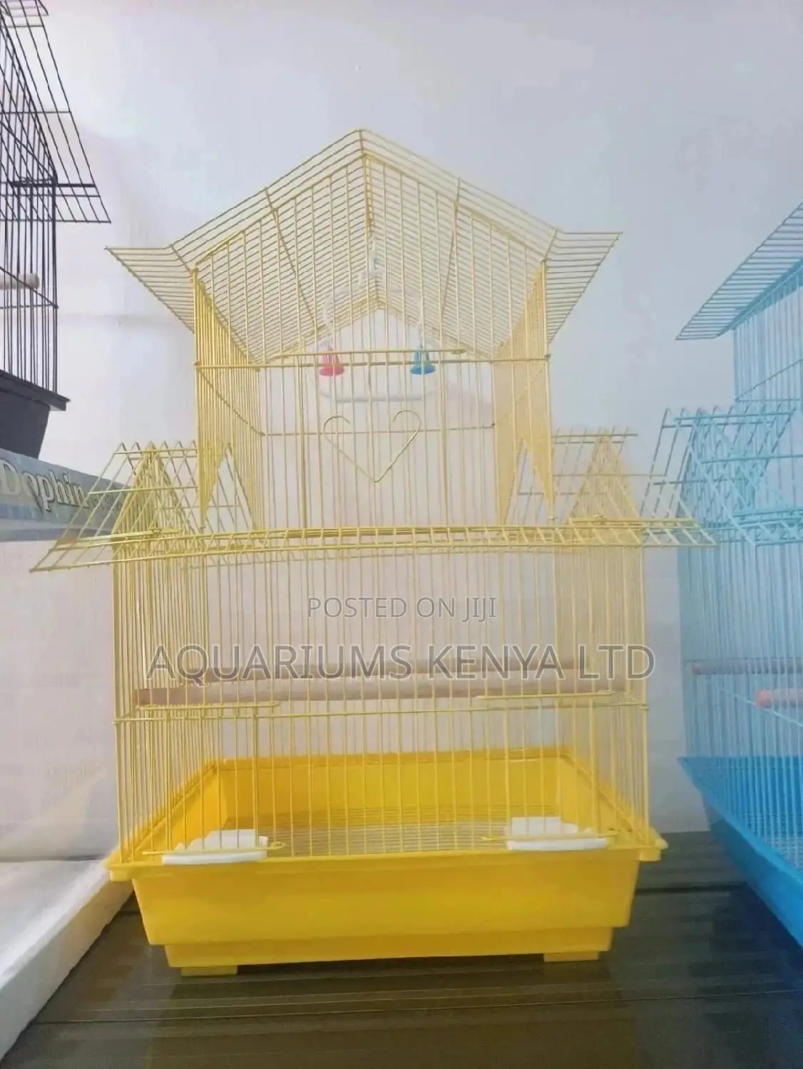 Yellow Bird Cage With White Tray