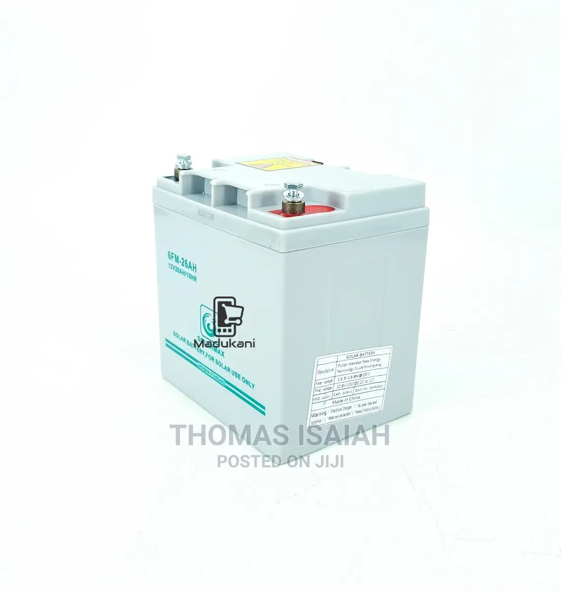 12V 26AH Maintenance Free Deep Cycle Solar Battery With Butt