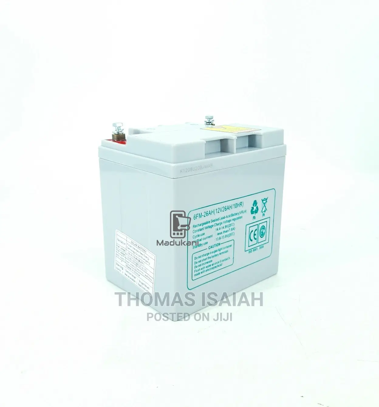 12V 26AH Maintenance Free Deep Cycle Solar Battery With Butt