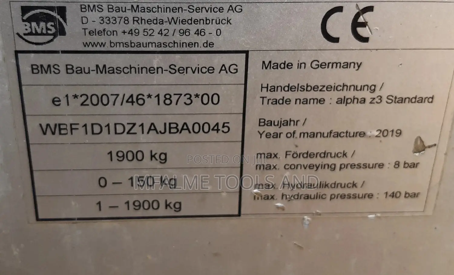 Concrete Mortar Screed Pump Alpha 3 Cylinder Engine - Ex-Uk
