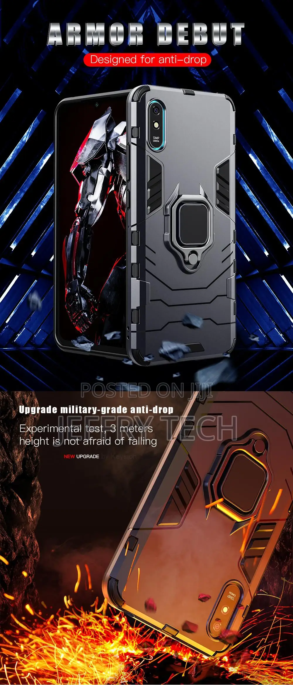 Shockproof Armor Case for Xiaomi Redmi 9A 9C 9T Ring Stand