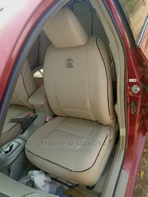 Beige Black Piping Car Seat Covers