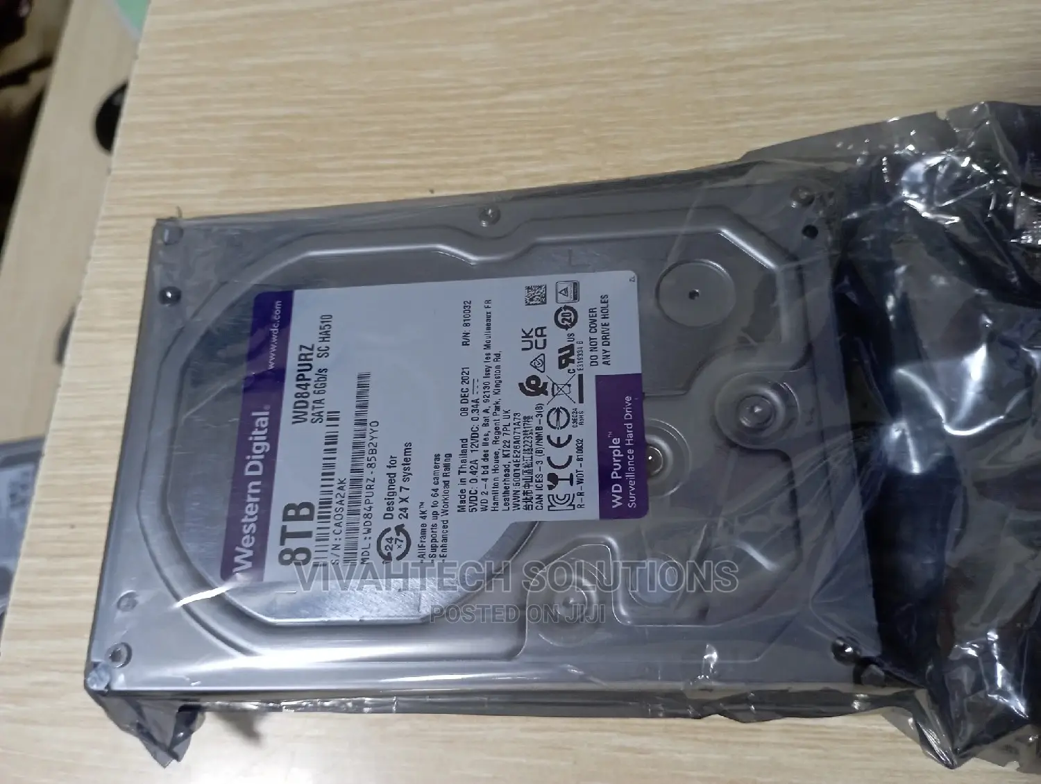 WD Purple Surveillance Hard Drive - 8 TB, 128 MB, 5640 Rpm