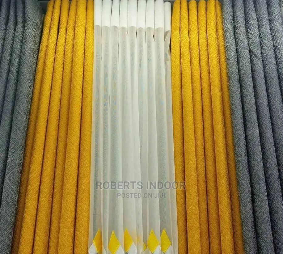Mustard and Grey Blended Curtain