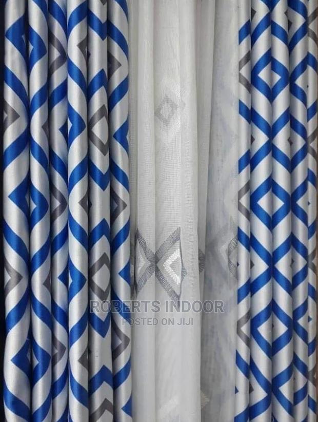 Printed Blue House Curtain