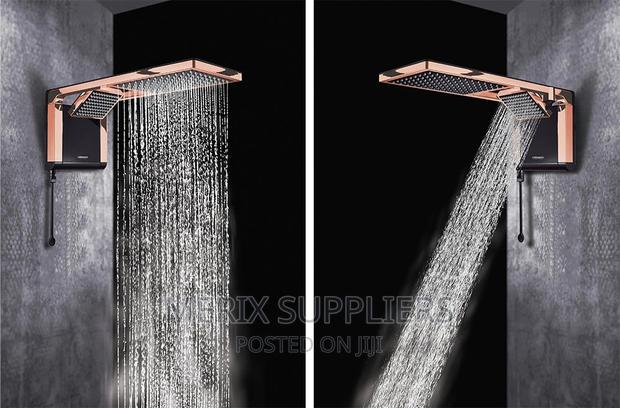 LORENZETTI Acqua Duo Instant Rain Showerhead Black Rose Gold - main view