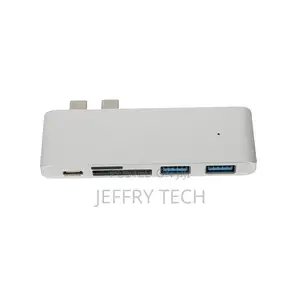 Type C HUB to PD and SD and TF Card Reader and USB 3.0x2 For
