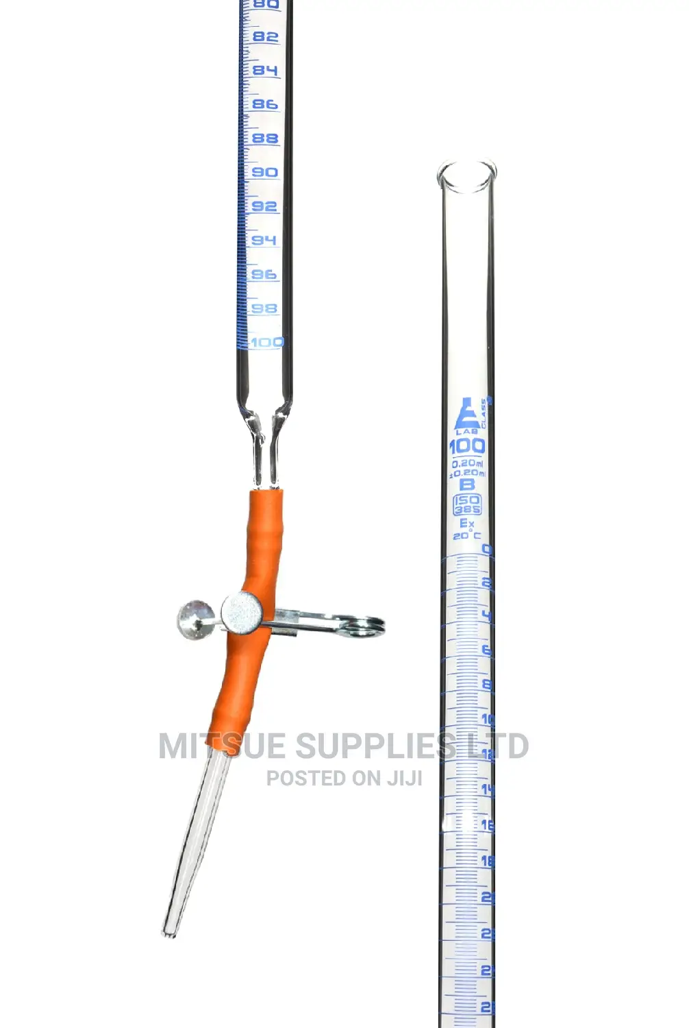 A Dozen Burette 50ml- Rubber With Pinch Clip Glass Tip