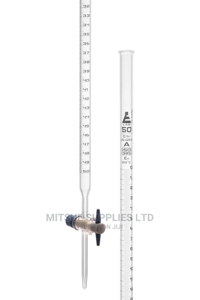 Set of 5 Burette 50ml- PTFE Stopcock Griffchem