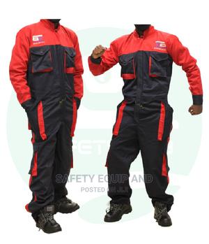 Safety Overalls Navy Blue With Red Piping - thumbnail 2