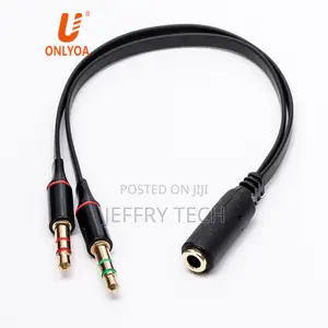 3.5mm 20cm Stereo AUX Jack 1 Female to 2 Male Y Mic Splitter