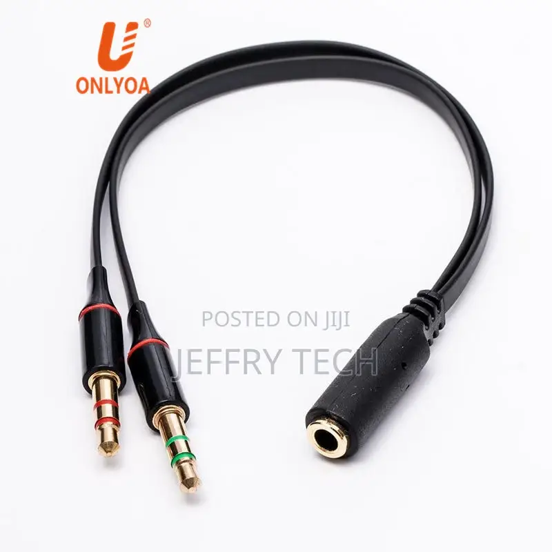 3.5mm 20cm Stereo AUX Jack 1 Female to 2 Male Y Mic Splitter