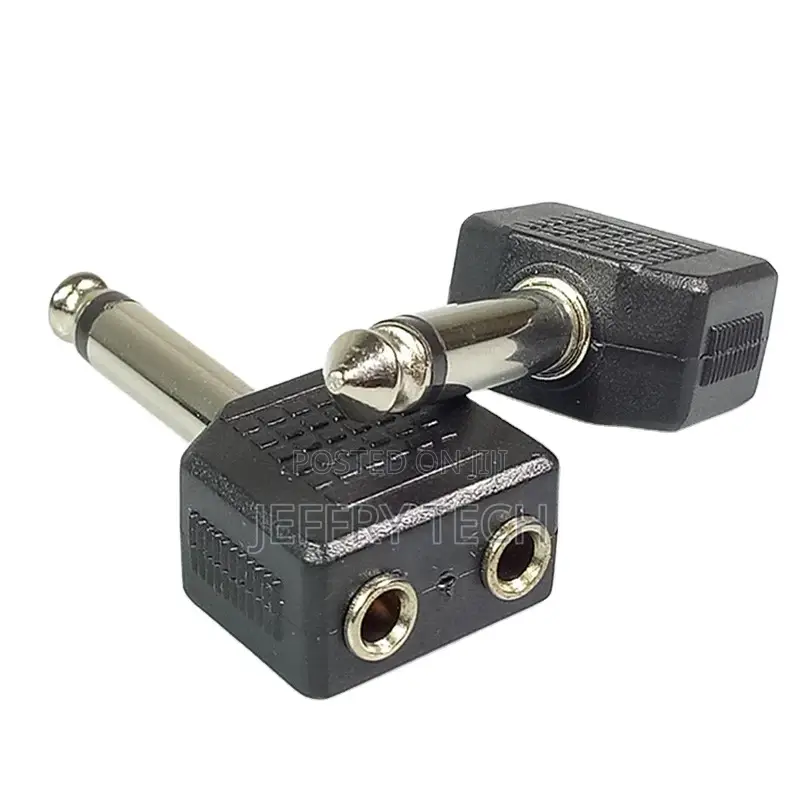 Dual 3.5mm Female Jack Mono 6.35mm Male Cable Plug Audio Co