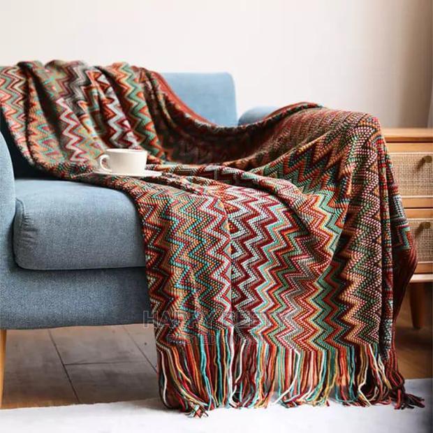 #Bohemian Style Knitted Throw Blankets - thumbnail 3