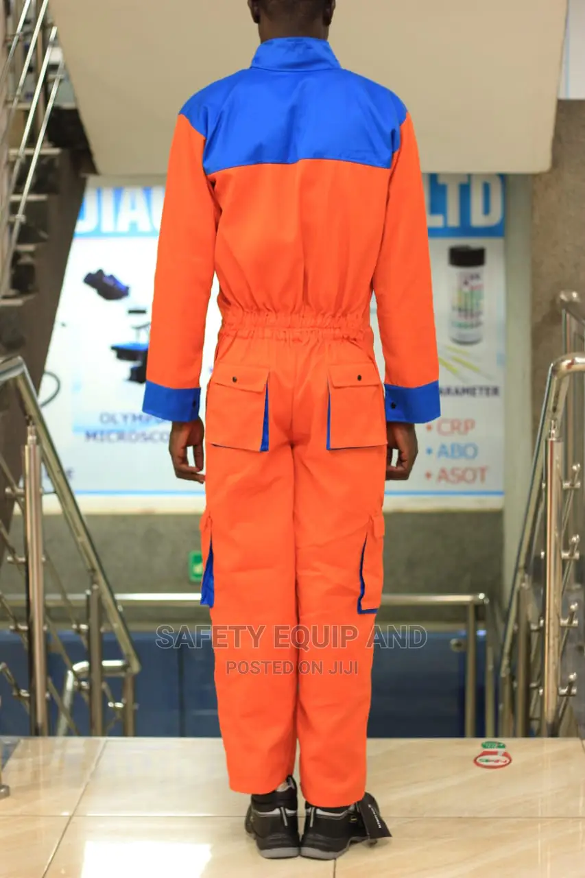 Safety Industrial Overalls-Orange Color Binded With Blue