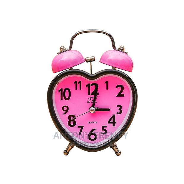 Sweet Pink Heart Table Top Alarm Clock With Double Bells
