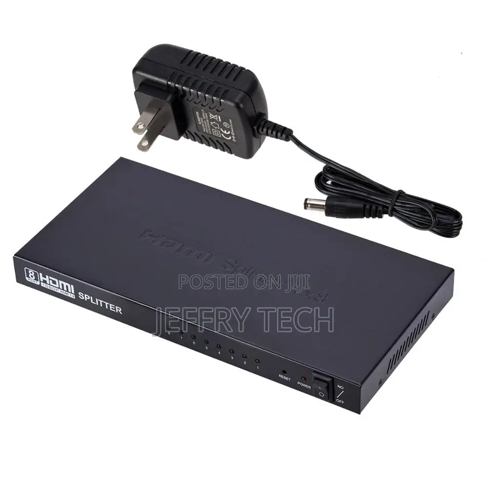 8 Port 1x8 HDMI Distribution Splitter 1080P 3D+ Audio Amplif