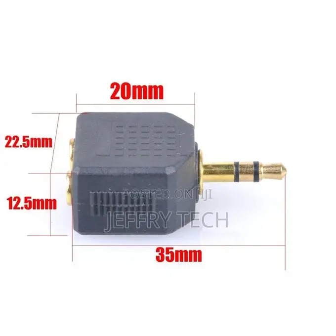 3.5mm Stereo Jack Headphone Splitter Adaptor 1 Plug to 2 Soc