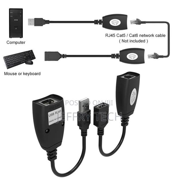 USB Extender Adapter 50m Single RJ45 Ethernet CAT5E 6 Up To