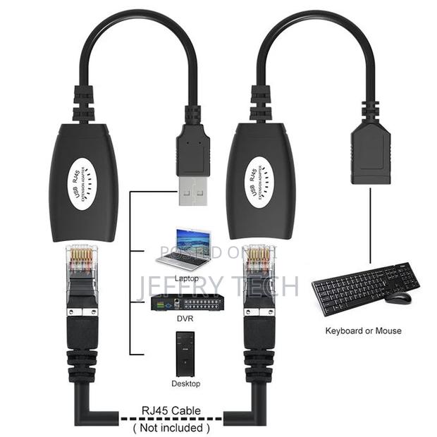 USB Extender Adapter 50m Single RJ45 Ethernet CAT5E 6 Up To - thumbnail 2