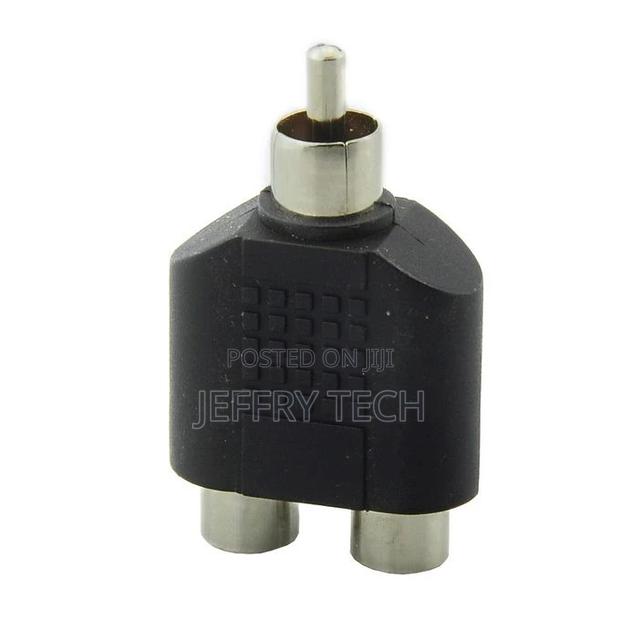 1 RCA Male to 2 RCA Female Connector Y Type Splitter Adapter