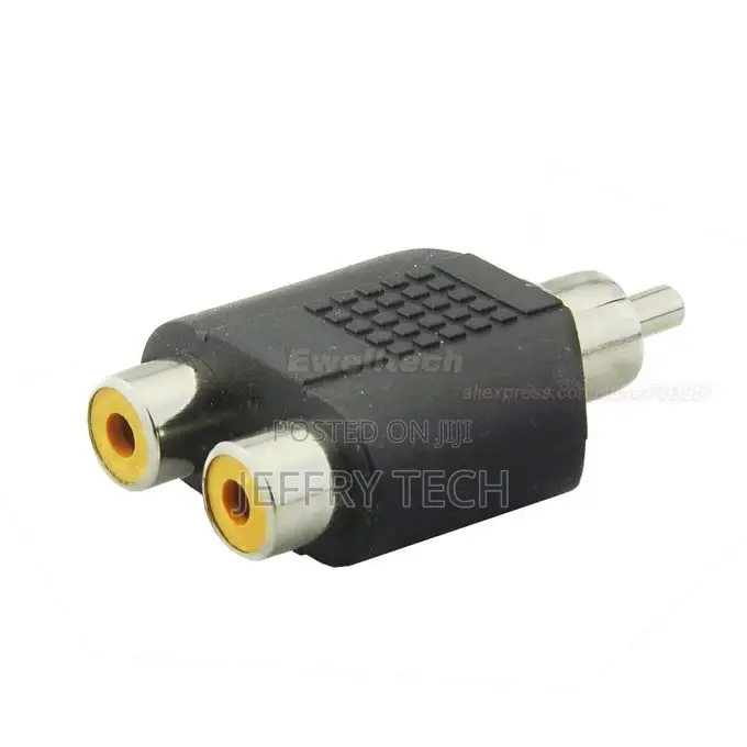 1 RCA Male to 2 RCA Female Connector Y Type Splitter Adapter