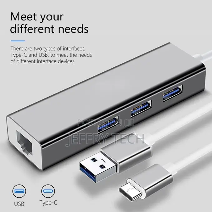 3 in 1 Usb C Hub Mini Size Usb Type C 3.0 to Rj45 Pd Usb 3.0