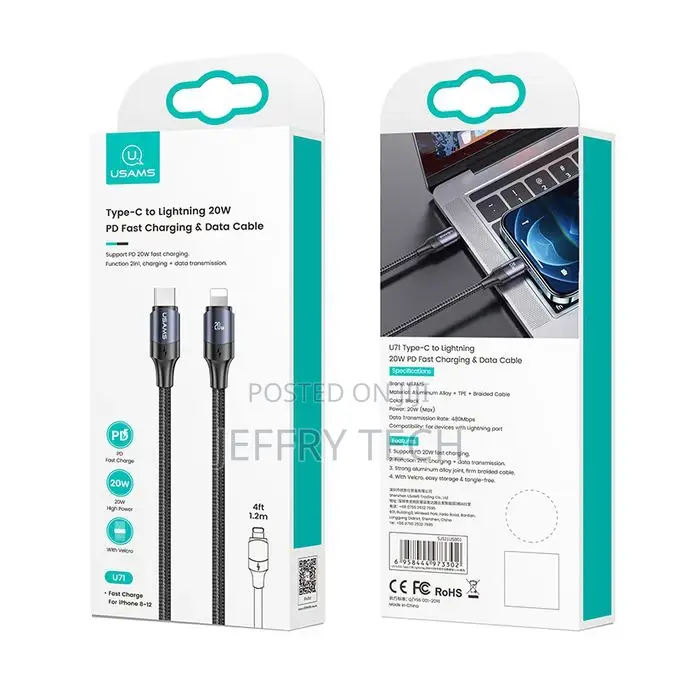 Length 20W PD Type C Cable Fast Charging for iPhone