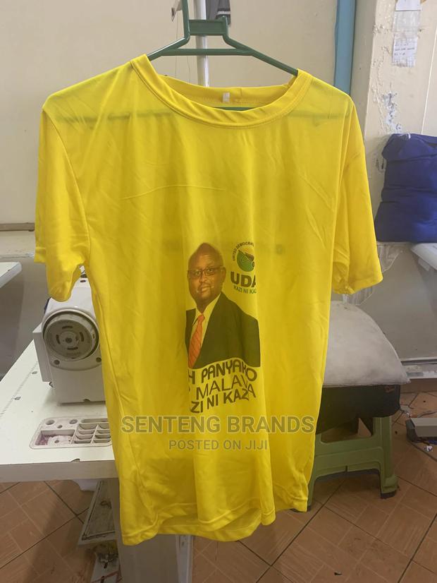Printed Polyester Yellow Tshirt of Good Quality