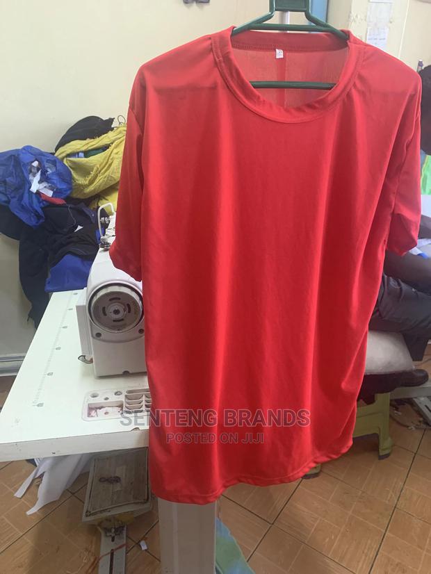 Plain Polyester Red Tshirt - thumbnail 4
